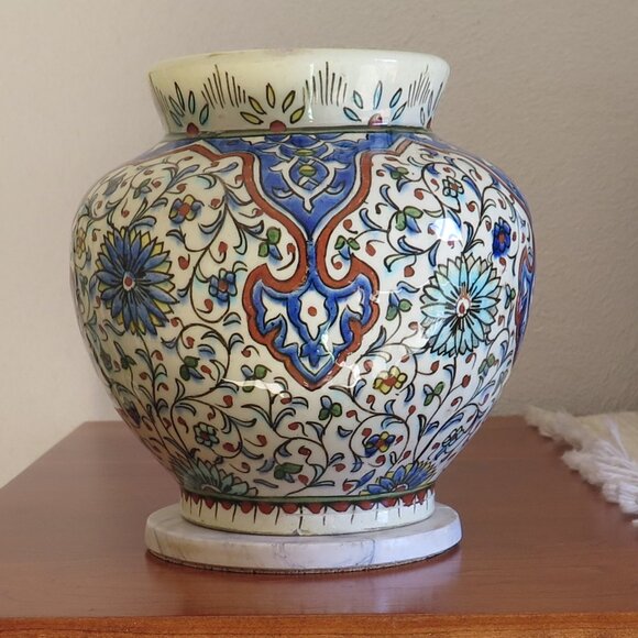 Vintage Turkish Handmade Kütahya Pottery Vase, Iznik Design - Picture 7 of 11